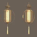 Elegant Gold Lantern Pendant Lights With Metal Frame Illuminated Shade And Tassels