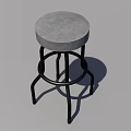 Gray Round Seat Bar Stool With Black Metal Ring Frame Structure