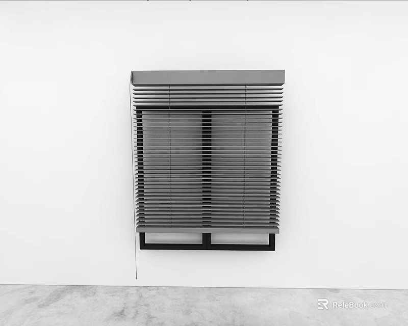 Modern Gray Window Blinds with Horizontal Slats for Home Interior Design 3d model 