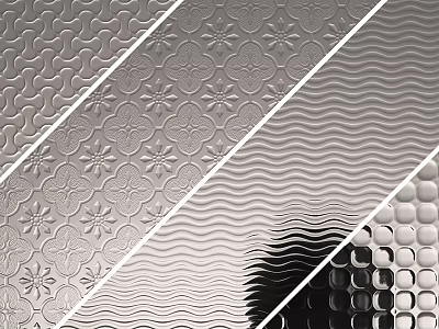Modern Decorative Wall Panels With Wavy Patterns Floral Designs Square Tiles And Metallic Texture 3d model