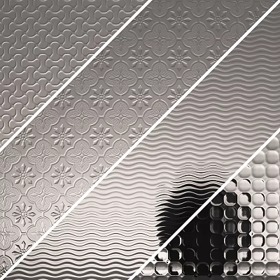 Modern Decorative Wall Panels With Wavy Patterns Floral Designs Square Tiles And Metallic Texture 3d model
