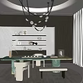 Modern Tea Room Study Office Tea Table and Chair Combination Teapot Tea Cup Combination Tea Set Storage Cabinet Running Tea Table 3d model