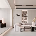 Modern Living Room With Sofa Unique Coffee Table And Shelves