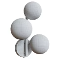 Modern Wall Sconce with Golden Metal Frame and Three White Spherical Shades