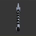 Detailed Metallic Weapon With Red Accent And Black Stripes Design Structure