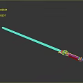 Pink Lightsaber Weapon Featuring Decorated Hilt And Glowing Pink Blade Design
