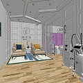 Elegant Hair and Beauty Salon Interior With Comfortable Armchairs Beauty Equipment And Wooden Flooring