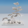Unique Shaped Arbor With Decorative Rock And Small Plants In Miniature Landscape