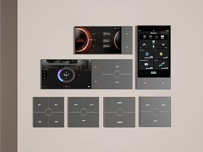 Smart Switch Panels With Modern Design And Digital Screens For Home Use 3d model