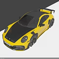 Yellow and Black Sports Car Exterior With Aerodynamic Rear Spoiler Black Roof and Wheels