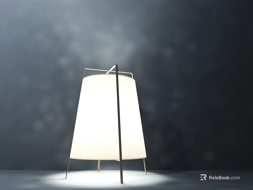 Modern Minimalist Table Lamp With White Lampshade And Metal Frame Design 3d model 