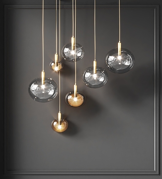 Modern Chandelier Combination Spherical Chandelier Round Ball Chandelier Glass Chandelier High and Low Staggering Chandelier 3d model