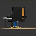 Modern Miniature Scene With Blue Round Table Two Chairs And Chessboard