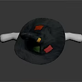Witch Costume With Black Hat Round Glasses Red Vest Green Plaid Pants And Small Bag
