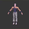 Muscular Anime Character With Blue Vest Gray Pants And White Hair Action Figure