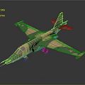 Military Attack Aircraft Featuring Green Brown Camouflage Paint and Red Star Insignia on Gray Background