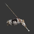 Mythical Warrior In Ornate Armor With Dragon Engravings Holding Sword On Dark Backdrop