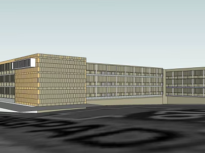 Modern Multi Storey Office Building With Yellow Brick Facade And Large Windows 3d model
