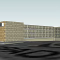 Modern Multi Storey Office Building With Yellow Brick Facade And Large Windows 3d model