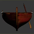 Classic Wooden Rowing Boat In Red Brown With Traditional Frame And Seats