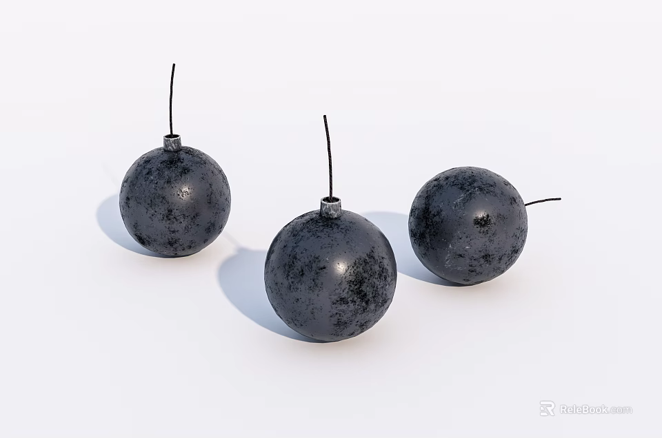 Three Black Spherical Chandeliers with Speckled Texture on White Background 3d model
