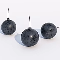Three Black Spherical Chandeliers with Speckled Texture on White Background 3d model