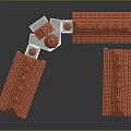3D Classical Architectural Model With Red Roofs White Walls Symmetric Design And Tower
