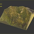 Natural Mountain Landscape Model Featuring Green Vegetation And Rocky Terrain