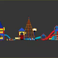 Colorful Children's Playground Equipment Featuring Slides Swings Climbing Frames And Playhouses
