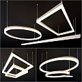 Sleek Modern Chandelier Design with Circular and Angular Geometric Shapes and LED Lighting