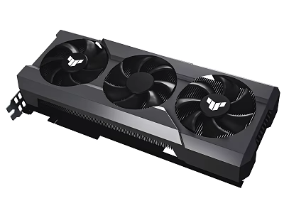 Black Computer Graphics Card With Three Cooling Fans And Heatsink Design 3d model