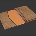 Open Brown Leather Folder With Orange Interior And Stitched Edges Design