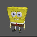 SpongeBob SquarePants Character With Big Eyes Smile Brown Shorts White Shirt Red Tie Black Shoes