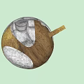 Industrial Equipment Spherical Design With Metallic Golden Wooden Texture White Section And Pipe Protrusion