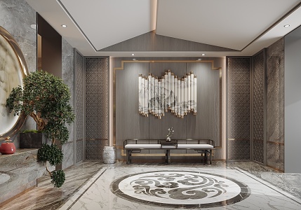 New Chinese-style foyer 3d model