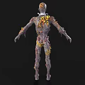Game And Movie Character Skeleton With Decayed Body And Yellow Growths Horror Style