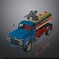 Cartoon KOMBATTAN Tank Truck With Blue Cab Yellow Tank And Silver Top Device