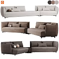 Modern Fabric Sectional Sofa Set With Multiple Cushions And Neutral Tones 3d model
