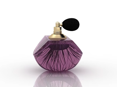 Luxury Purple Perfume Bottle With Gold Cap And Black Pom Pom Design 3d model