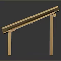 Wooden Slatted Bench With Light Wood Structure And Four Legs Design