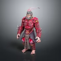 Mythical Creature Inspired Warrior Character In Red Armor With Feathered Helmet 3d model