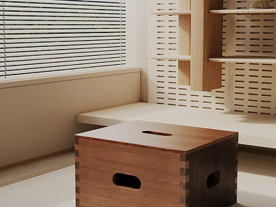 Minimalist Wooden Square Side Table with Simple Design for Modern Living Room Decor 3d model