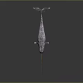 3D Model Of Gray Aquatic Creature With Long Snout Streamlined Body