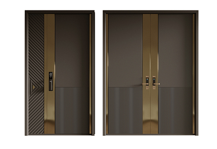 Modern double door entry door 3d model