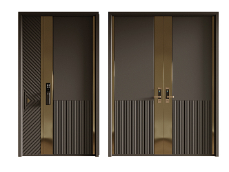 Modern double door entry door 3d model