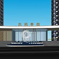 Fengqi Jingting Residential Entrance Gate With Glass Curtain Wall And Decorative Water Feature