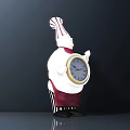 Decorative Chef Shaped Clock With White Uniform Red Apron And Round Dial 3d model