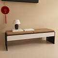 Indoor Decor With Red Chinese Knot Black Lamp White Shade White Books Brown Cushion Bench