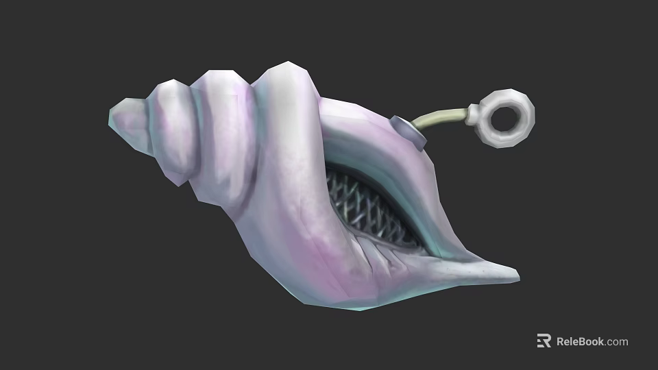 Purple White Conch Shaped Decorative Object With Mesh Inside And Ring Attachment 3d model 