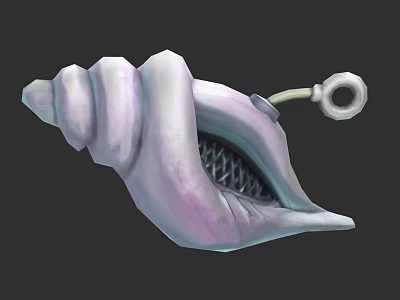 Purple White Conch Shaped Decorative Object With Mesh Inside And Ring Attachment 3d model